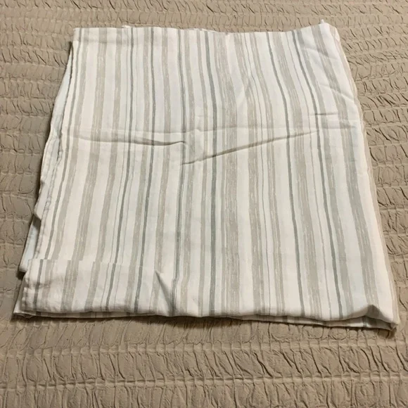 Eileen Fisher Home Garnet Hill White&Gray Striped Linen Duvet Double/Queen 88x94